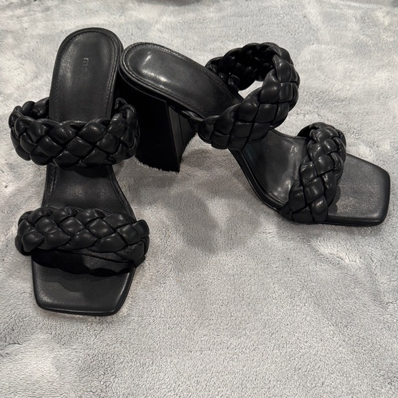 Chic Black Braided Women's Heels - Picture 5 of 7